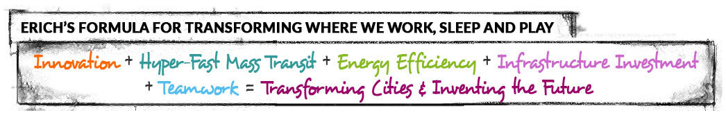 Innovation + Hyper-Fast Mass Transit + Energy Efficiency + Infrastructure Investment + Teamwork = Transforming Cities & Inventing the Future